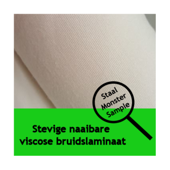 Stevige naaibare viscose bruidslaminaat offwhite 98cm: Staal / monster / proefstukje ongeveer 10 x 10 cm voor plakproef