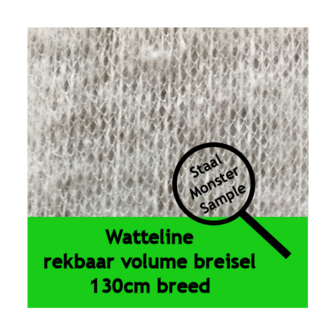 Watteline rekbaar volume breisel 130cm breed: Staal-monster-proefstukje ongeveer 10 x 10 cm voor plakproef 