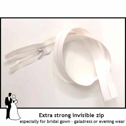 Invisible zipper EXTRA strong and sturdy OFFWHITE 60cm long closed end Size 56 YKK