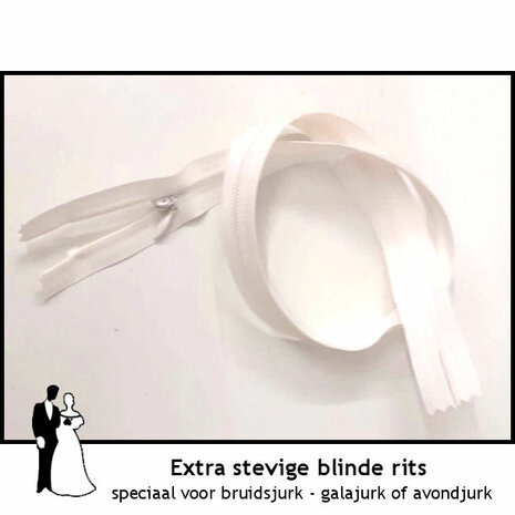 Blinde rits EXTRA grof en stevig OFFWHITE 60cm lang niet deelbaar