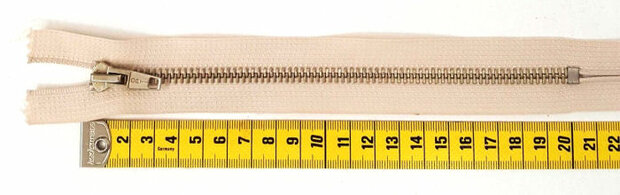 Pants-skirt zip 20cm long LIGHT BEIGE closed end metal teeth size 5 Optilon