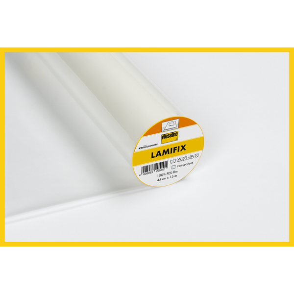 Lamifix - opstrijkbare lamineerfolie voor stoffen - TRANSPARANT GLANZEND 45 cm breed per meter